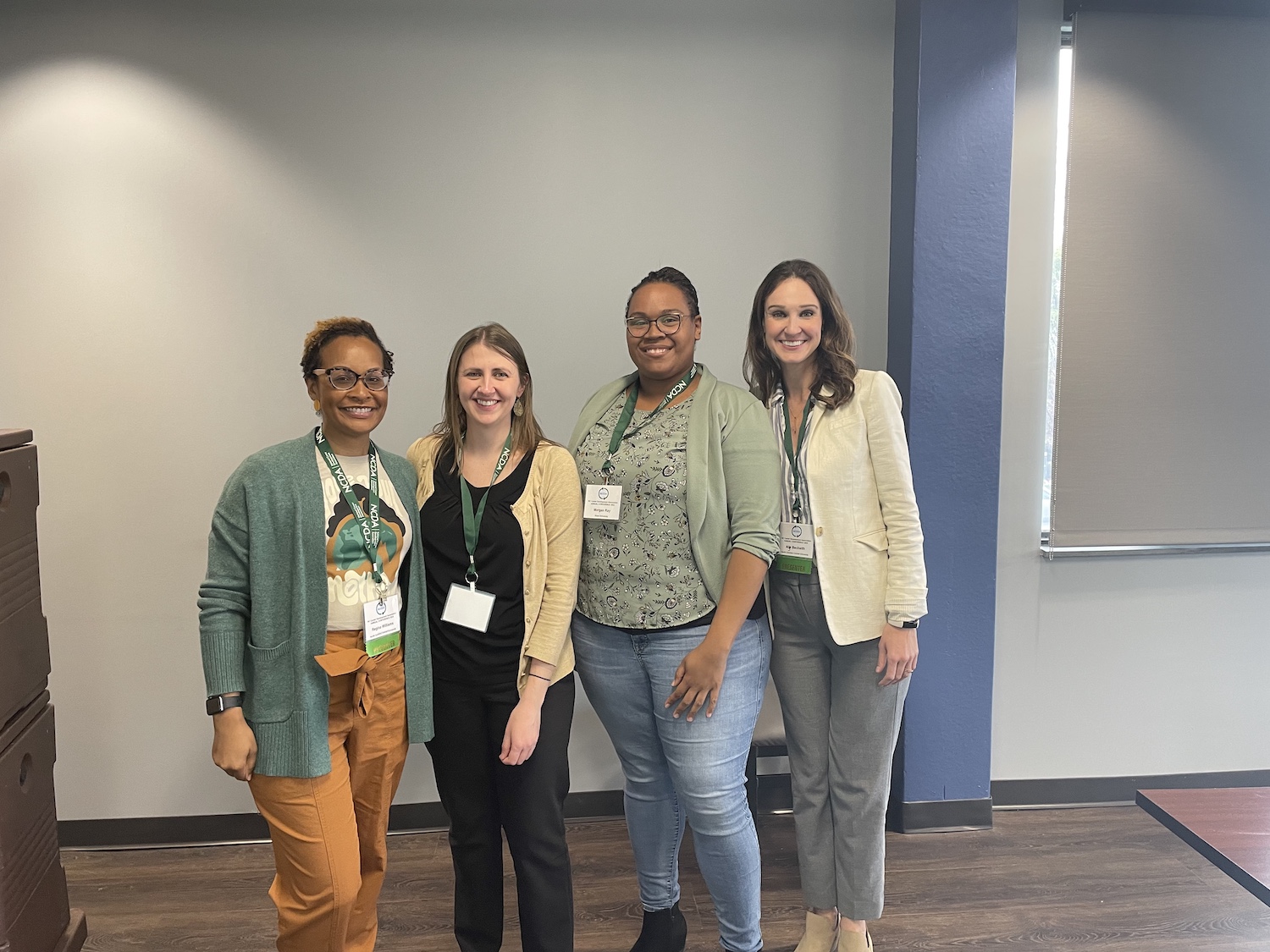 Image of Drs. Gavin Williams and Beckwith, along with alumni Kelsey Hines and Morgan Ray