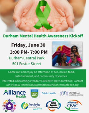 Promotional information about the event at Durham Central Park